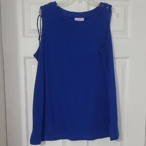 Avenue Royal Blue Cold-Shoulder Top with Lace-Up Detail